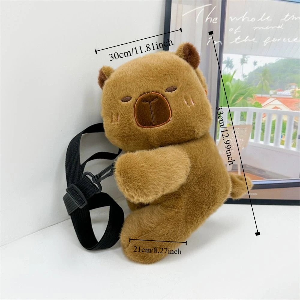 Kawaii animal cordeiro crossbody saco macio filhote de cachorro brinquedo bolsa de ombro tartaruga com alça destacável capivara mochila de pelúcia ao ar livre