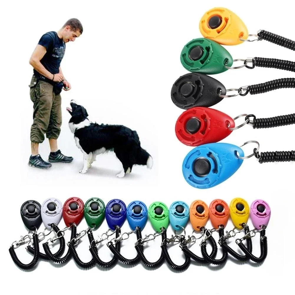 

Dog Training Clicker Pet Cat Plastic Dog Click Trainer Aid Tools Adjustable Wrist Strap Sound Key Chain Dog Repeller Pet Product