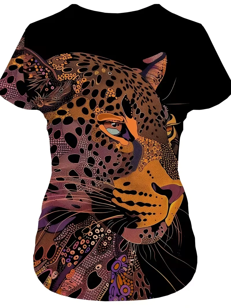 Latest Adult and Children's Cheetah Family Leopard Print 3D European and American Style Personalized T-Shirt