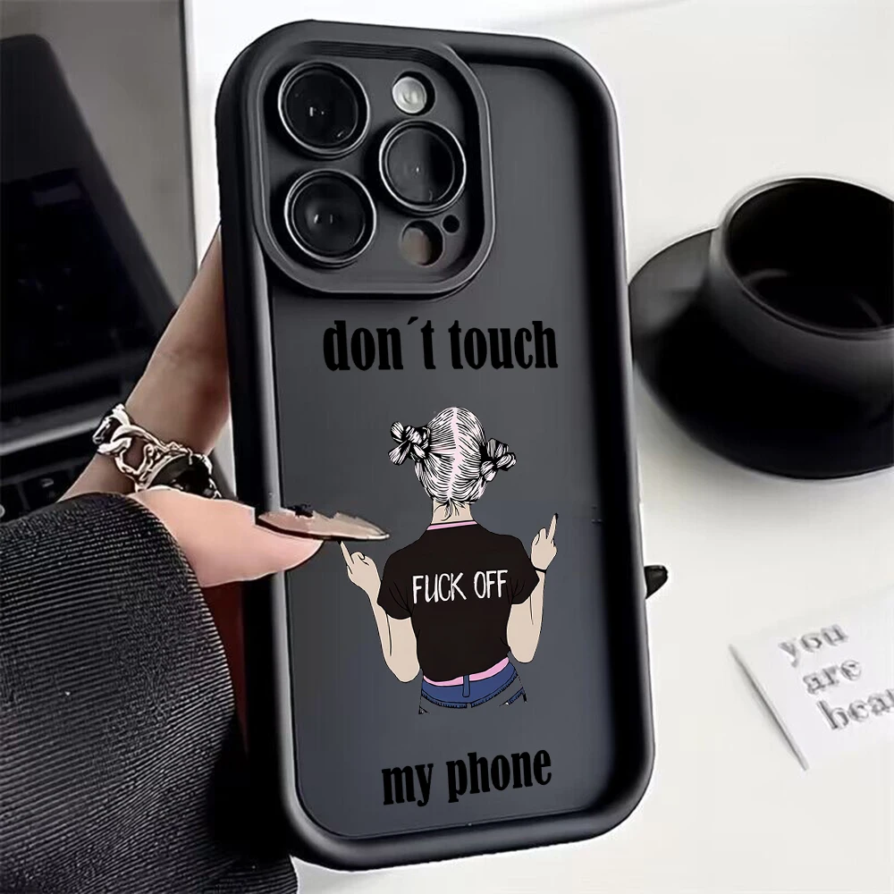 Don't Touch My Phone Phone Case For OPPO Reno 2 3 4 5 6 7 7Z 8 8T 10 11 Pro Plus 4G 5G Soft TPU Back Cover With Hand Strap