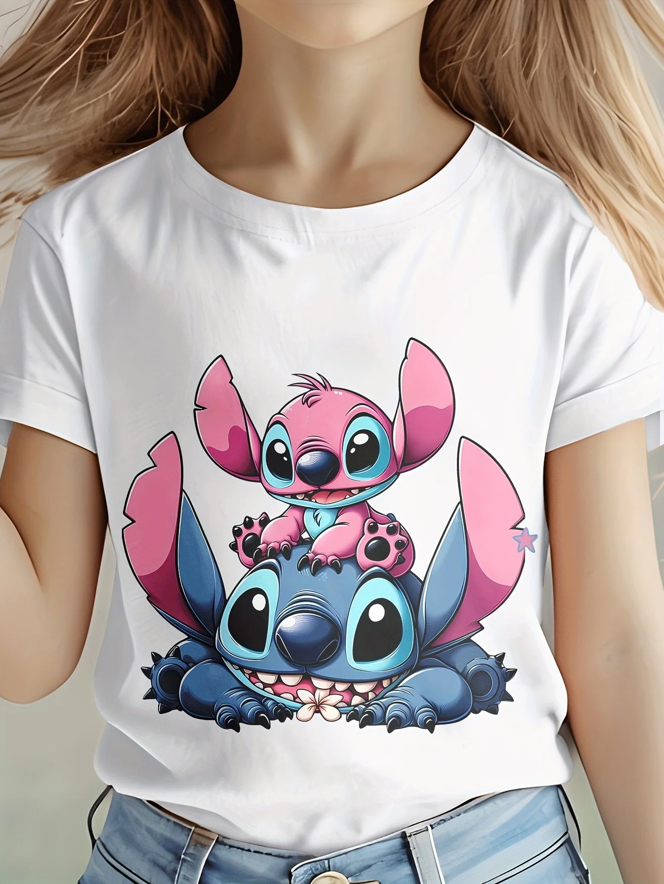 

Disney Lilo & Stitch Print Boys Girls T-Shirt Short Sleeve Cute Cartoon Tops Kids Clothes Baby T-shirt Summer Children T-shirt