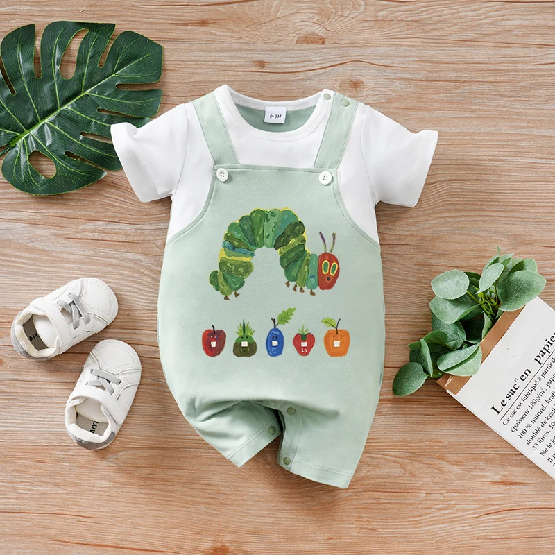 

Newborn Baby Clothes Hungry caterpillar print Infant Jumpsuit Toddler Short Sleeve One-piece Pajamas Bodysuit Summer Romper