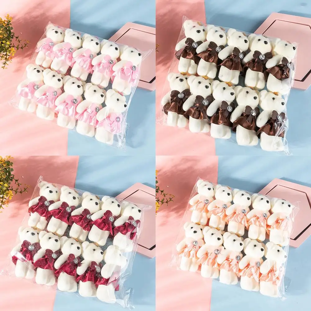 10pcs Bouquet Bear Ice Cream Diamond Bear Valentines Day Gift For Wedding Bouquet Cute Bear Beautiful Flower Gift Home Decor