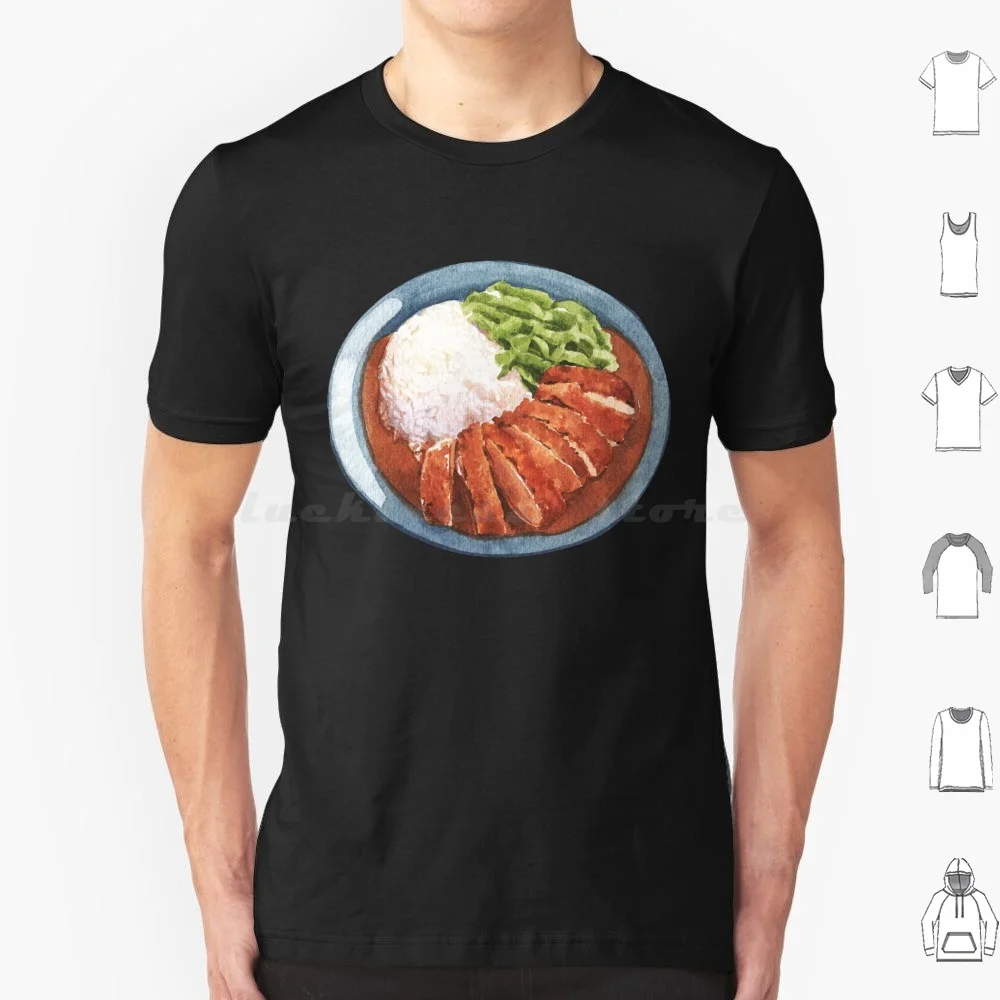 Camiseta de pollo japonés Katsu Curry, talla grande, 100% algodón, Niftytrinket, boceto dibujado a mano, comida Vintage, Foodie japonés