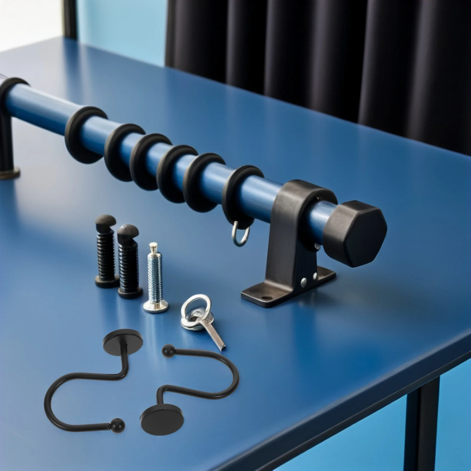 

24Pcs Black Metal Curtain Hooks Shower Rings Round Heavy Duty Bathroom Hangers Modern Decorative for Rods Drapery Farmhouse Use