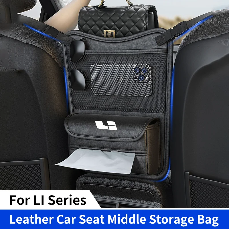 Car Seat Middle Hanger Storage Bag Leather Handbag Holder Between Seat Organizer Pocket for LEADING IDEAL L6 L7 L8 L9 Li ONE MEG