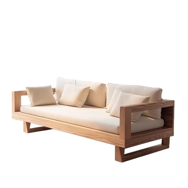 

Solid wood sofa wabi-sabi wind retro old living room sofa old elm B & B hotel sofa chair medieval furniture