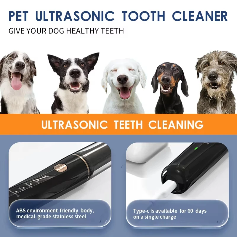 Ultrasonic Portable Electric Dog Toothbrush for Professional Plaque And Calculus Removal Pet Dental Care Teeth Whitening