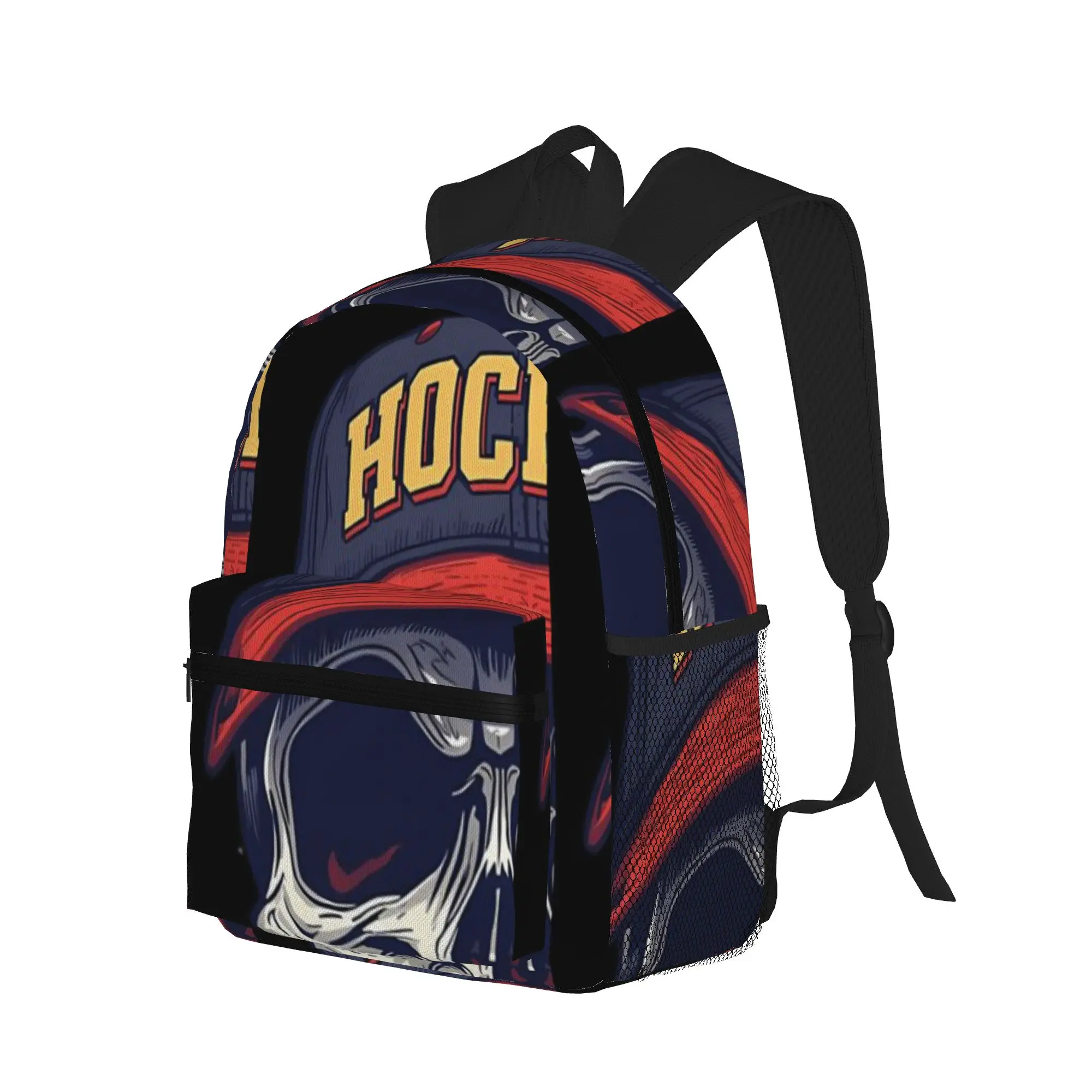 Skull With Hockey Hat Sticker Winter Sports Magnet  Casual Backpack for Students and Adults Travel backpack