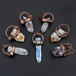 Women Pendant Natural Stone Crystal Bronze-Coloured Irregular Pendant For Jewelry Making DIY Necklace Accessory