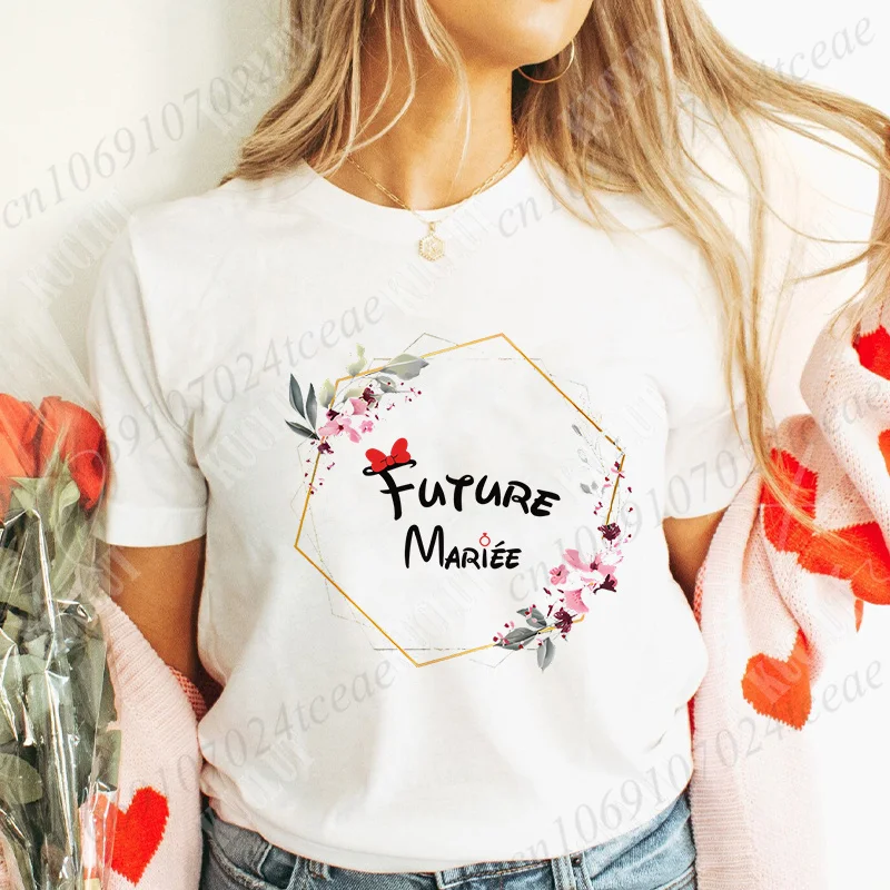 EVJF Future Bride T-shirt French Bridal Wedding Team Bride Tops Women Bachelorette Hen Party Tshirt Floral Bridesmaid Tees