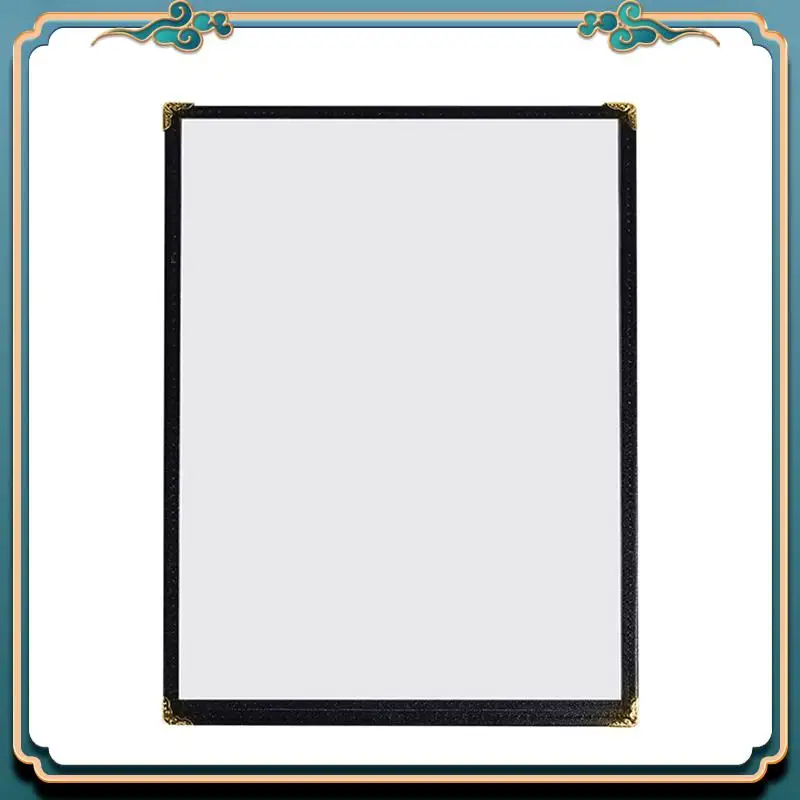 ABJG-36 Pack غطاء قائمة على طراز المقهى، حافة مزدوجة الغرز، فينيل شفاف كريستالي (أسود، صفحتين/4 عرض - 8.5 بوصة × 11 بوصة)