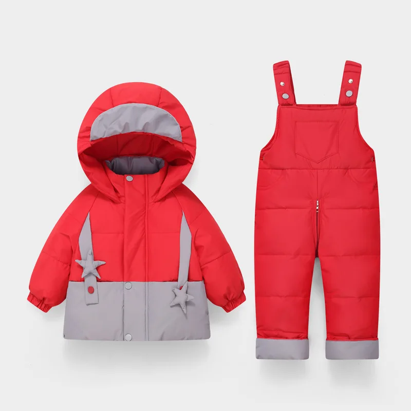 New Baby Down Jacket Set for 0-4 Year Old Boys and Girls, Winter Clothing for Infants and Toddlers, Two Piece Set, Thickened and