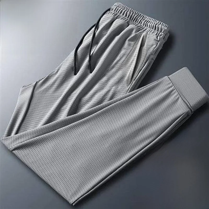 

Ice Silk Elastic Summer Casual Pants Men's Me Thin Sport Korean Sle Student plus Size Slim Fit Trousers Trendy