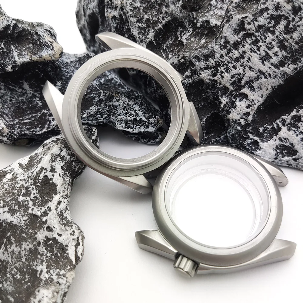 PARNSRPE Cassa per orologio argento opaco 41mm NH35 Impermeabile adatto NH35 NH36 Movimento meccanico automatico Vetro zaffiro