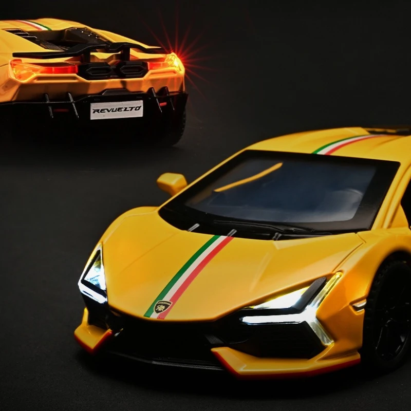 1:32 レヴエルト スーパーカー 高シミュレーション ダイキャストメタル合金モデル レーシングカー サウンドライト プルバック コレクション キッズトイ ギフト