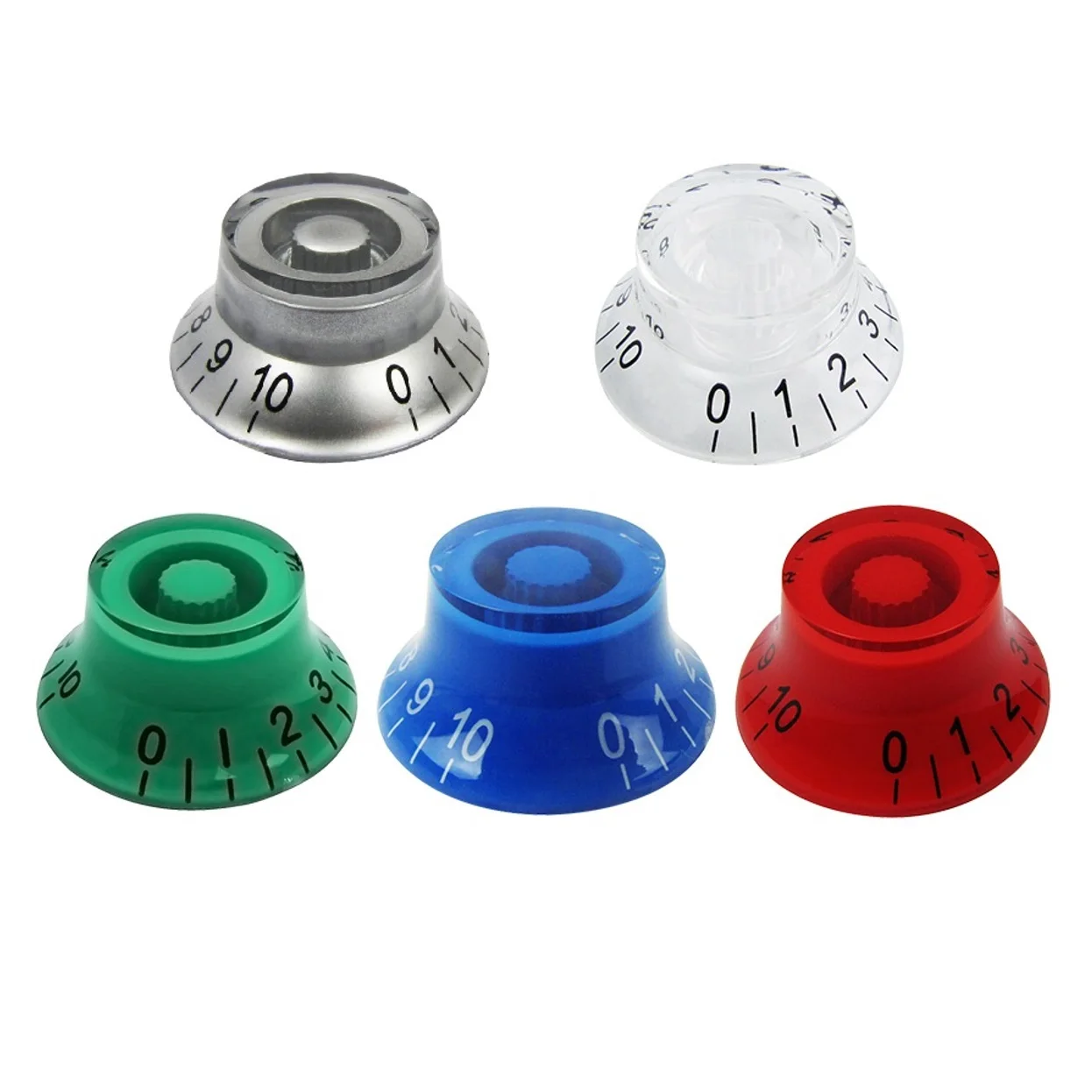 FLEOR 4PCS Top Hat Bell Knobs LP Electric Guitar Speed Control Knobs Caps 18 Coarse Splines Guitar Parts