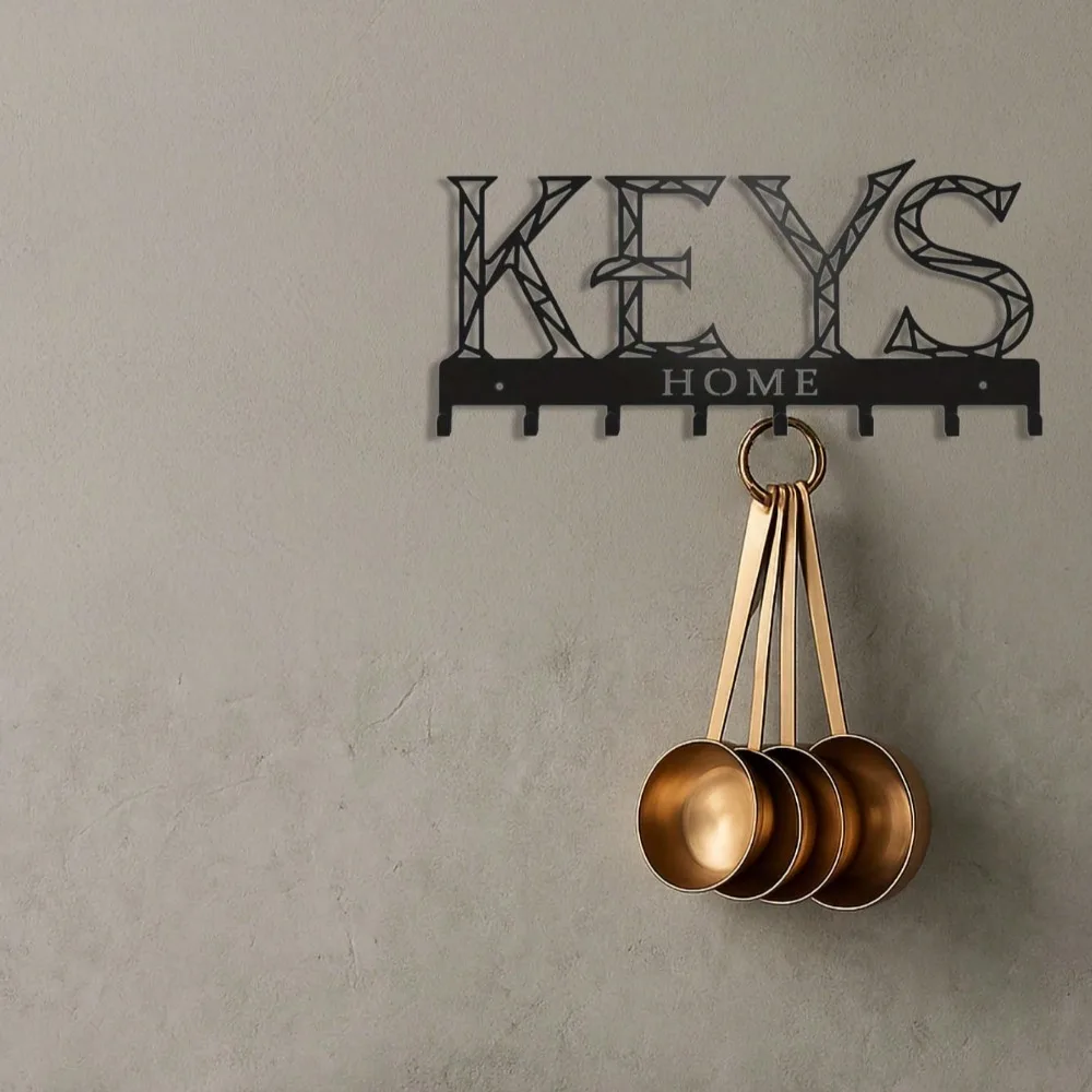 ที่แขวนกุญแจโลหะสีดำ – ที่เก็บของติดผนังอเนกประสงค์ที่มีสไตล์และทนทานสำหรับกุญแจ กระเป๋า หมวก และร่ม