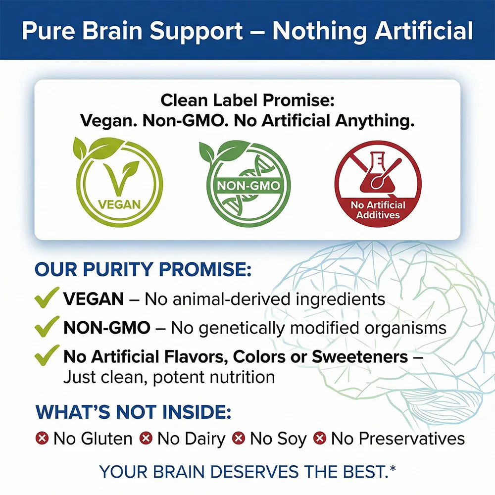 Brain Supplement - Contains Vitamin D To Support Brain Health, Improve Cognitive Function, and Enhance Memory and Concentration