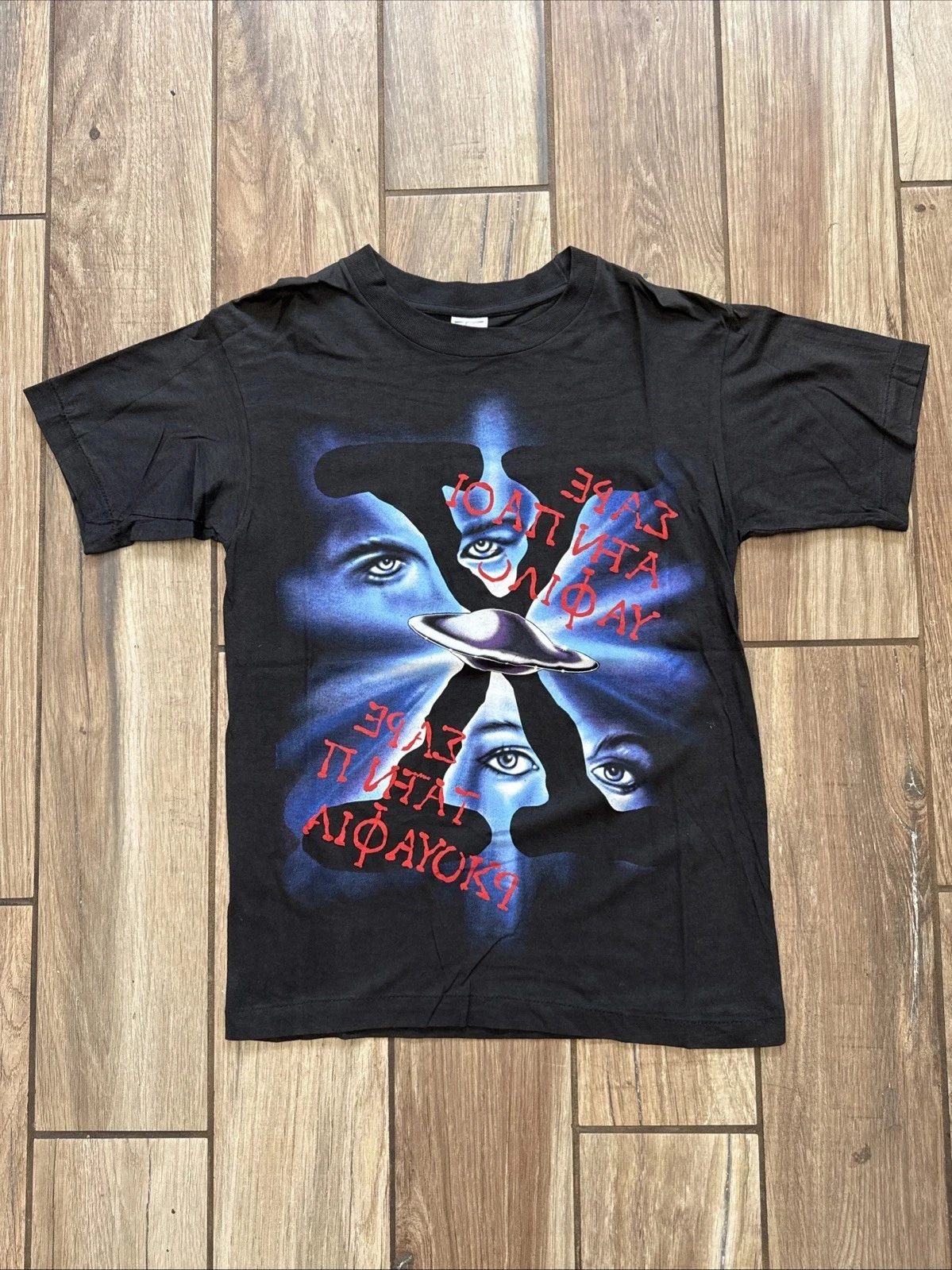 Vintage The X Files Movie Promo European T Shirt Size All Black Single Stitch