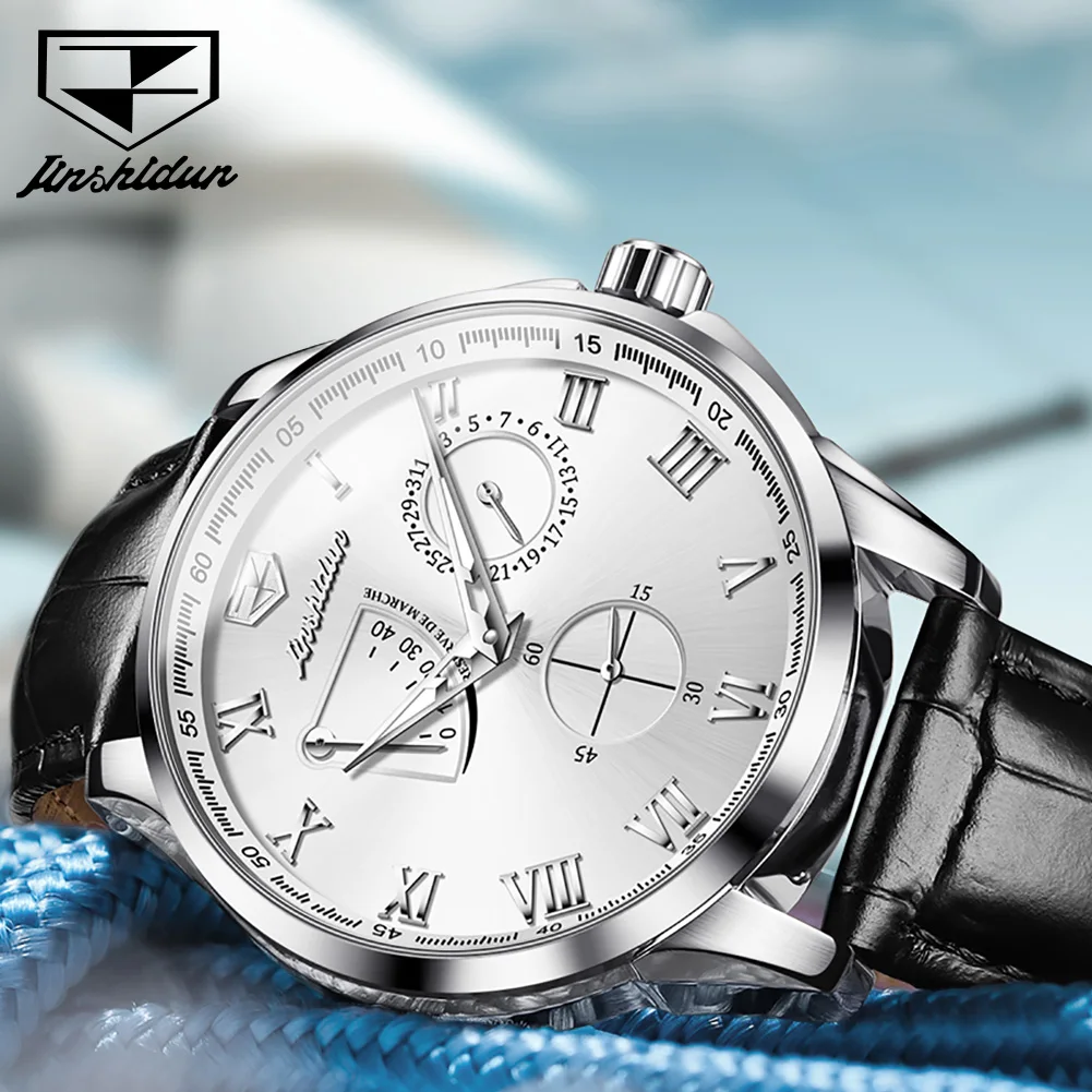 

JSDUN 40MM 8921 Luxury Men's Watch Lether 50m Waterproof Automatic Mechanical Watches Men's Business Reloj Hombre