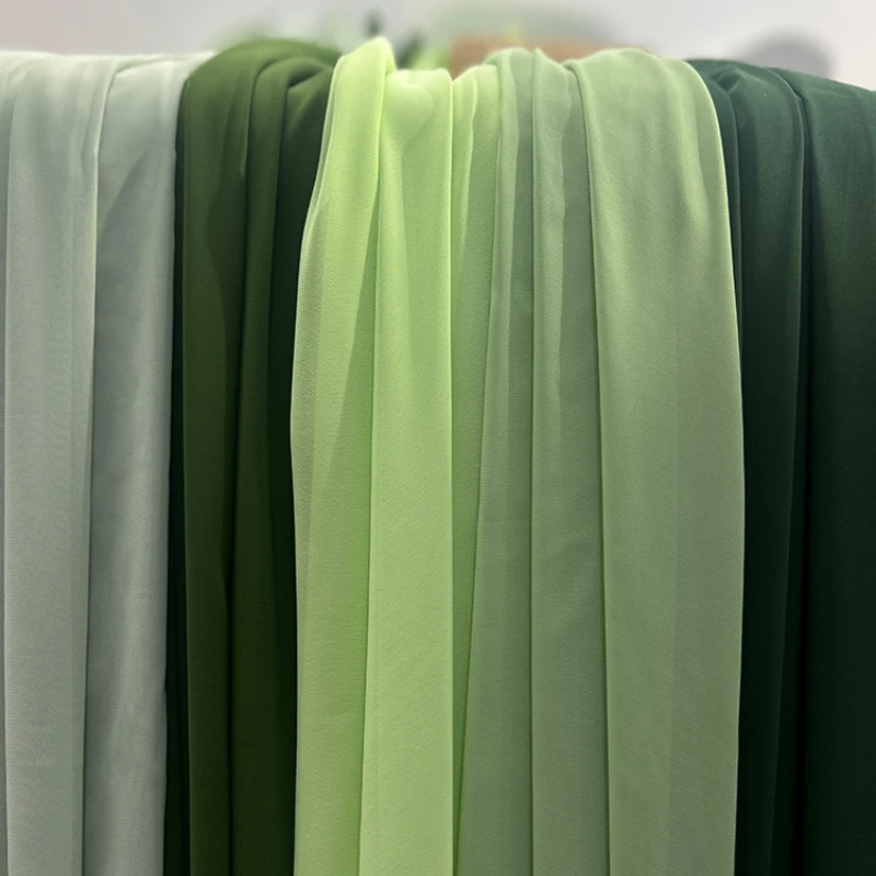 Chiffon Fabric Avocado Green Solid Color Wedding Veil Outdoor Venue Decoration for Clothing Diy Sewing By The Meter Wholesale