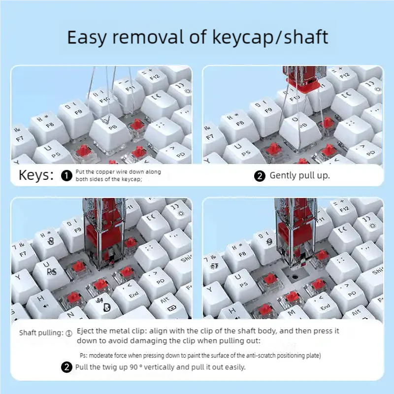 KEMOVE 2-in-1 P10-V1 Four-Prong Keycap Switch Puller Portable Ergonomics Translucent DIY Mechanical Keyboard Disassembly Tool