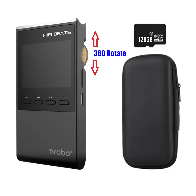 128GB HIFI ضياع مشغل موسيقى MP3 سبائك الألومنيوم الجسم الروتاري التحكم 1.8 بوصة مشغل MP4 مع بطارية 2000mah وقت اللعب الطويل