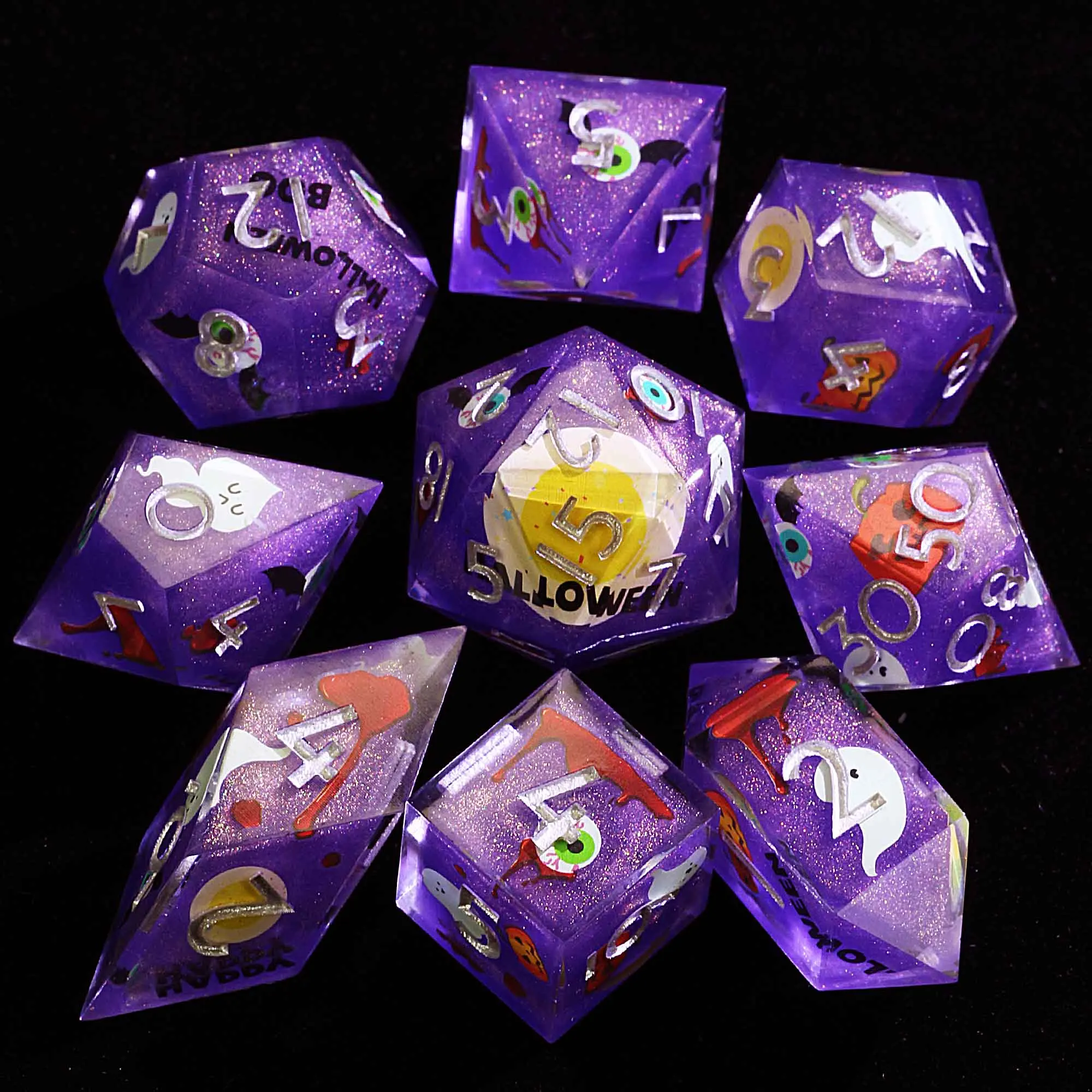 

Набор из многогранной смолы на Хэллоуин 9, кости DD, жуткий сладкий страх