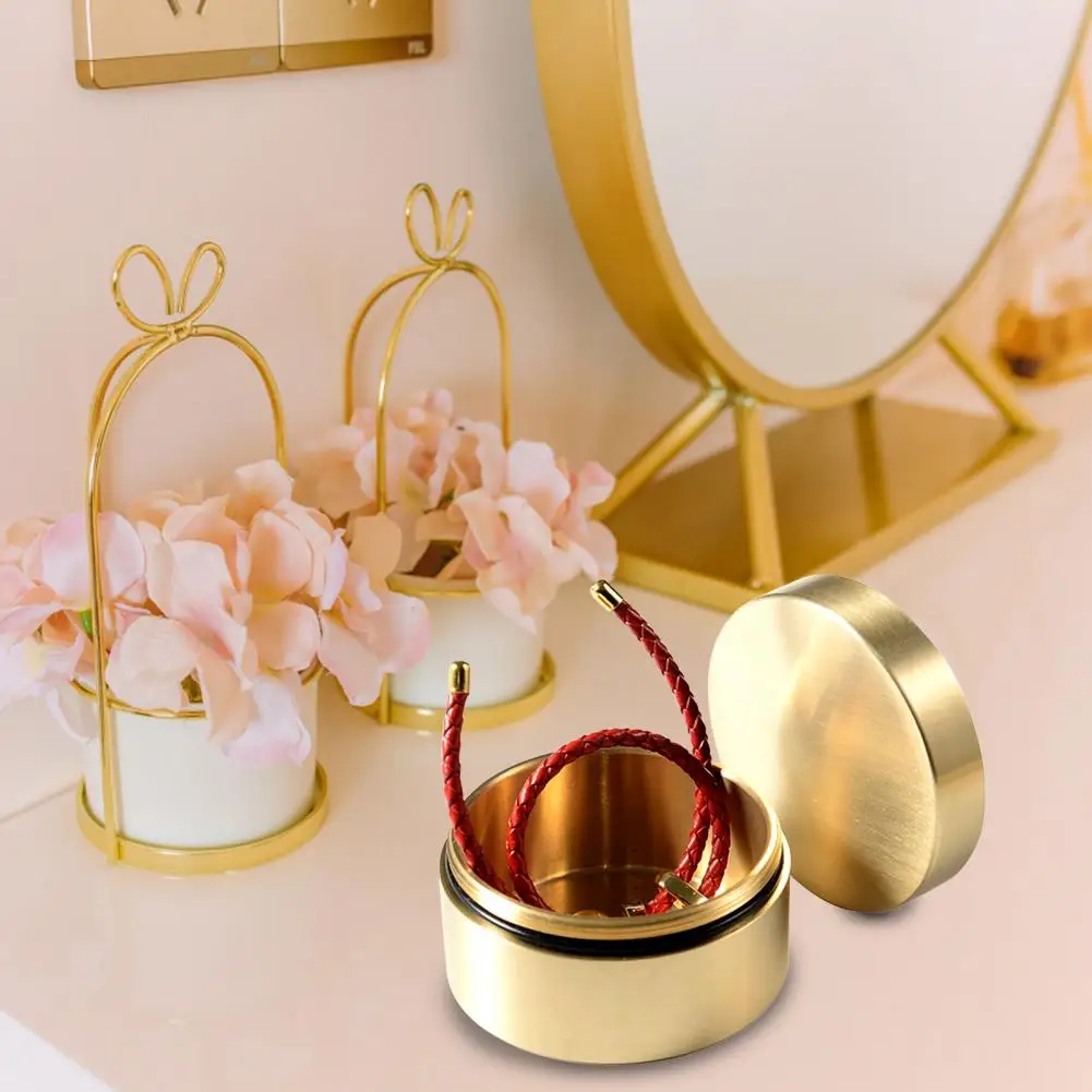 Storage Box Special Retro Style Storage Holder Sealed Shock-proof Brass Storage Box for Small Objects