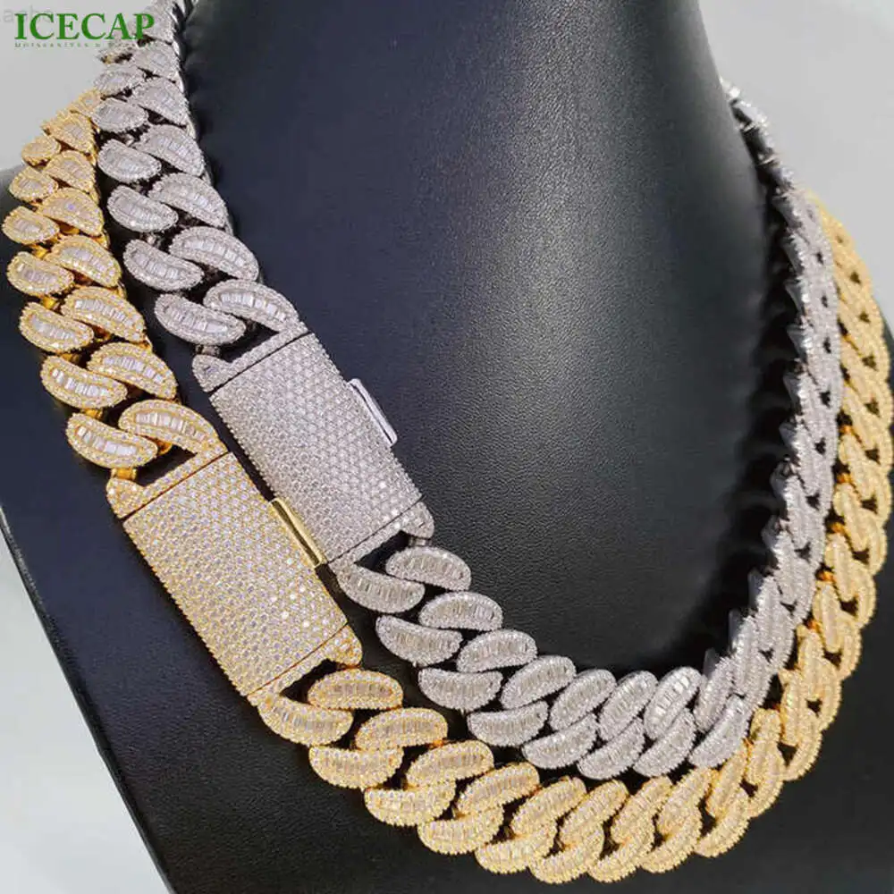 Luxury Jewelry Hip Hop 18mm Iced Out Sterling Silver Men Chains Necklace Diamond Moissanite Cuban Link Chain