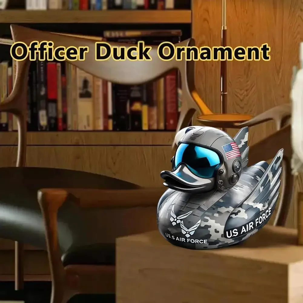 1pc Creative Duck Ornament Veteran Tribute Resin Duck Statue Gothic Sculpture Punk Animal Figurine Desktop Craft Car Collectible view 4