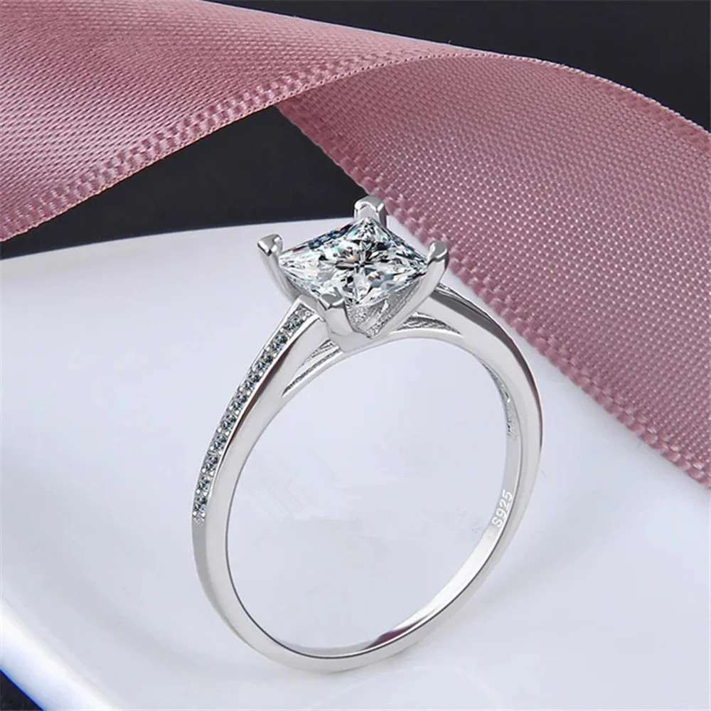 CC Jewelry Rings For Women Silver Color Small 5mm Square Zirconia Stone Engagement Wedding Accessories Drop Shipping CC631