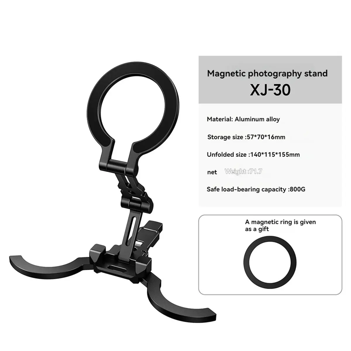 Double-Sided Phone Stand with Adjustable Foldable Tripod for Vlog & Live A