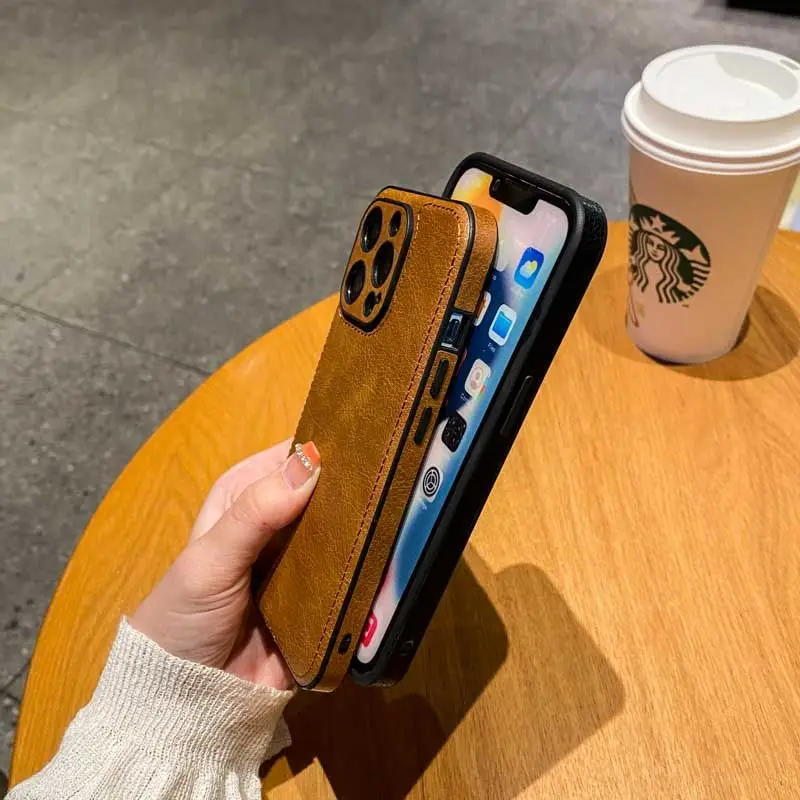 เคสโทรศัพท์หนัง iPhone15แบบย้อนยุคสำหรับ iPhone15proamx iPhone14 iPhone11หนังเทียม iPhone12pro ธุรกิจ iPhone13