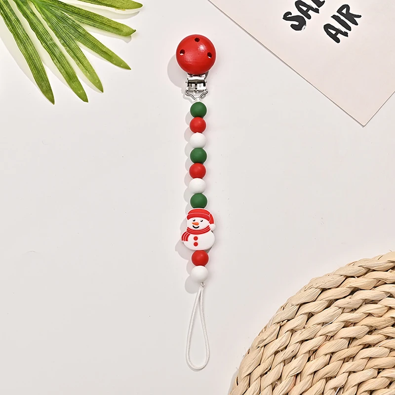 Christmas Limited Silicone Baby Pacifier Clips Pacifier Clips Chain Holder Soother Chains Christmas Gift for Newborn Baby