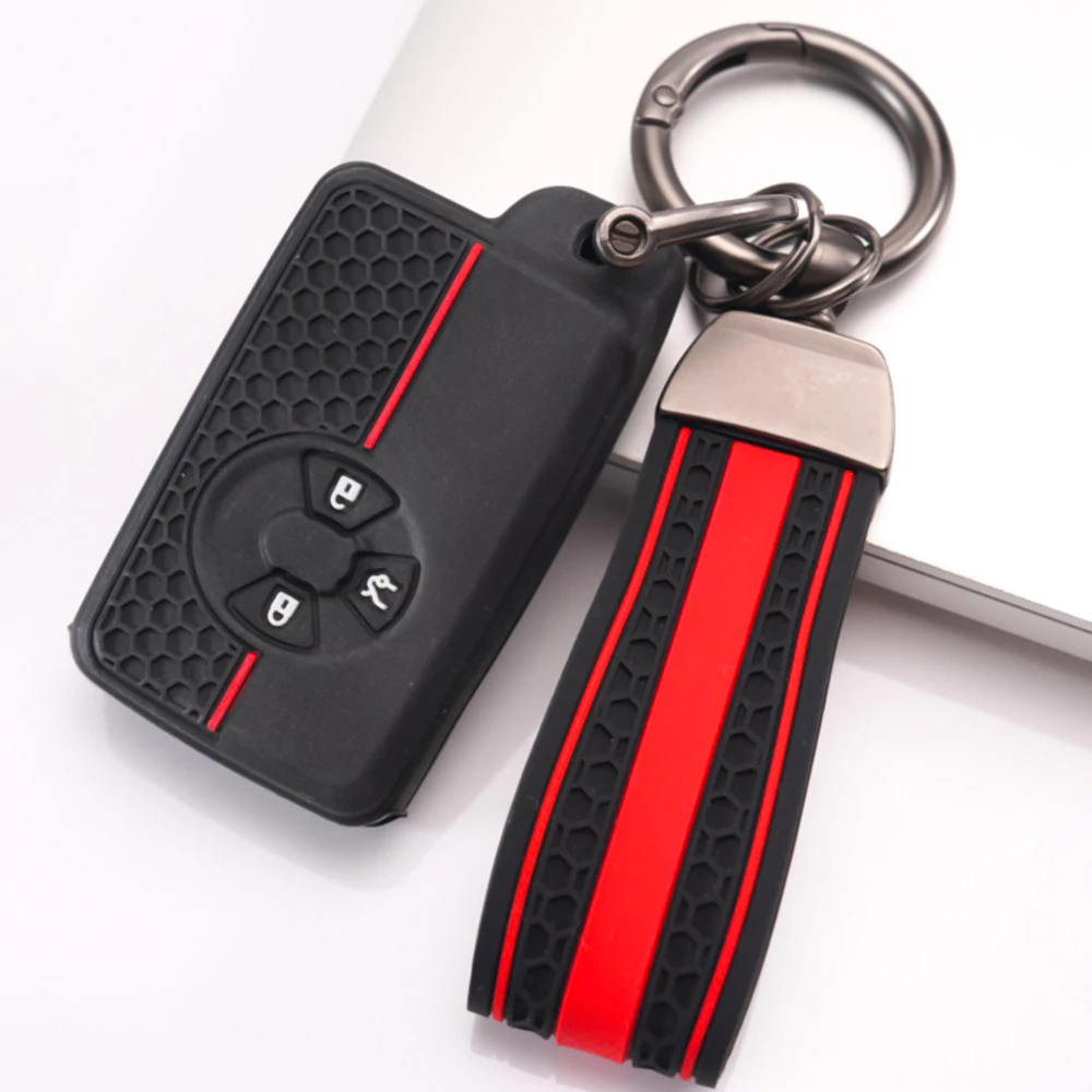 Silicone Key Cover With Lanyard For Toyota RAV4 Camry Prius Alphard Vellfire Estima Auris Premio Highlander Prado Crown