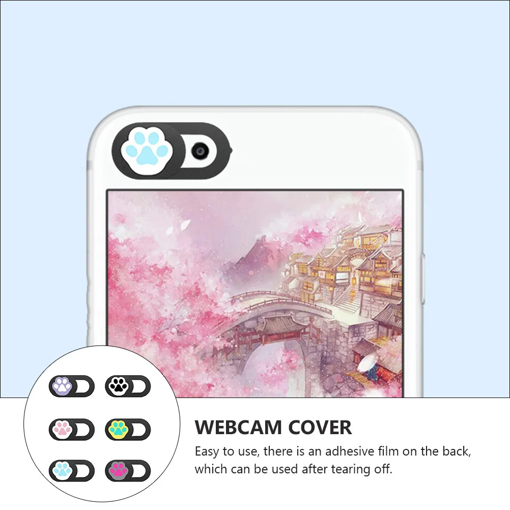 

6pcs Webcam Covers For Laptop Tablet Camera Privacy Protector Cat Claw Pattern Anti-Peeping Cover Premium Abs Durable Cartoon