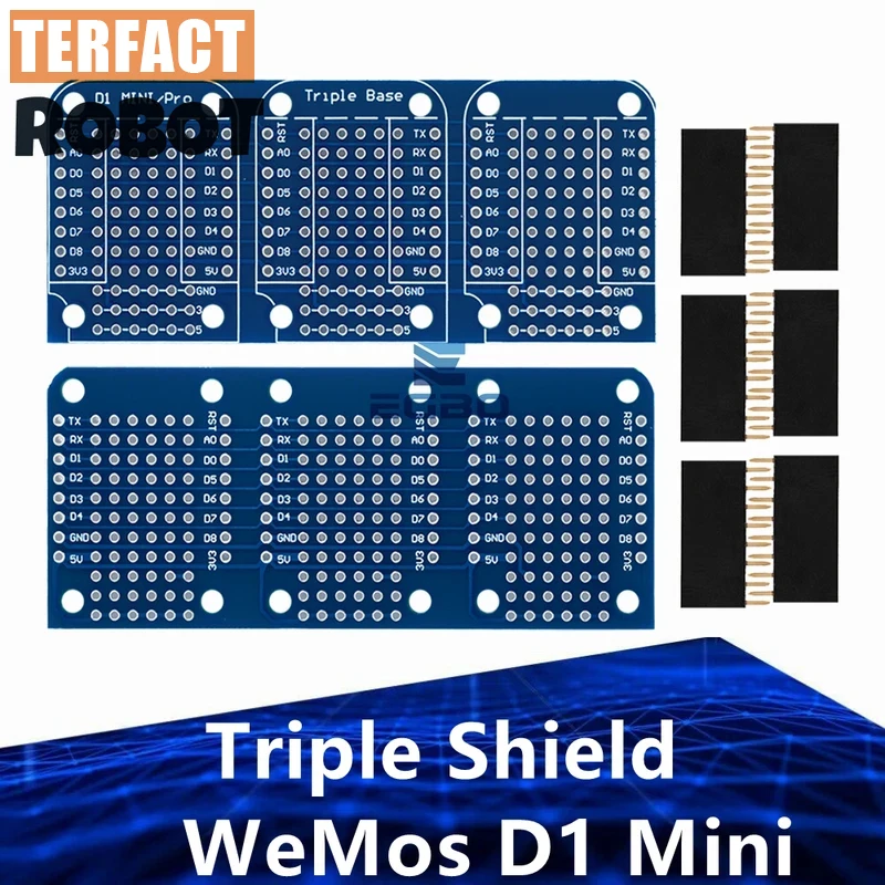 1~10 PCS for WeMos D1 Mini Triple-Layer Shield |     Double-sided protoboard for Arduino-compatible prototyping DIY electronics