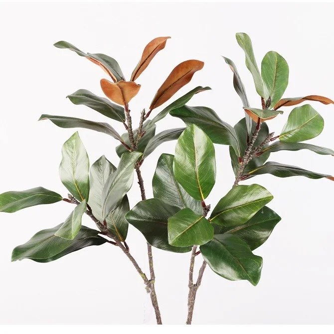 #￥Two-Fork Green Magnolia Camellia Artificial Plastic Eco-friendly Long-Lasting Bonsai Tree 116cm for Home/Hotel Landscaping
