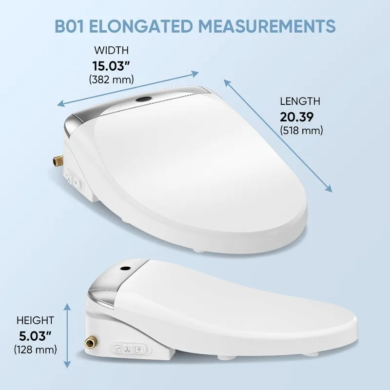 home.Smart Bidet Toilet Seat with Wireless Remote and Side Panel, Warm Water and Air Dryer, Auto LED Nightlight, Elongated