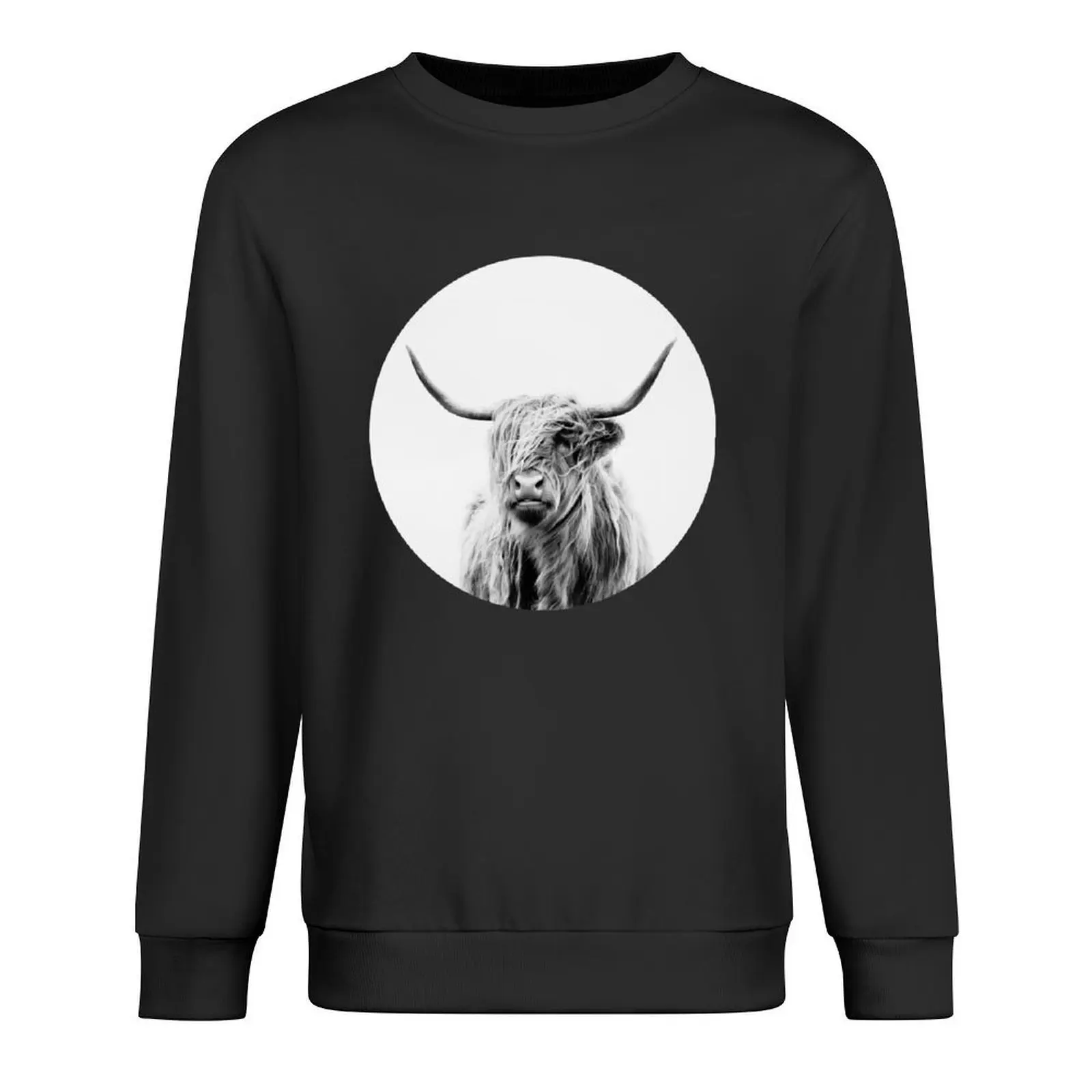 

portrait of a highland cow Pullover men's autumn clothes autumn clothes men clothing male clothes hooded sweatshirt for men
