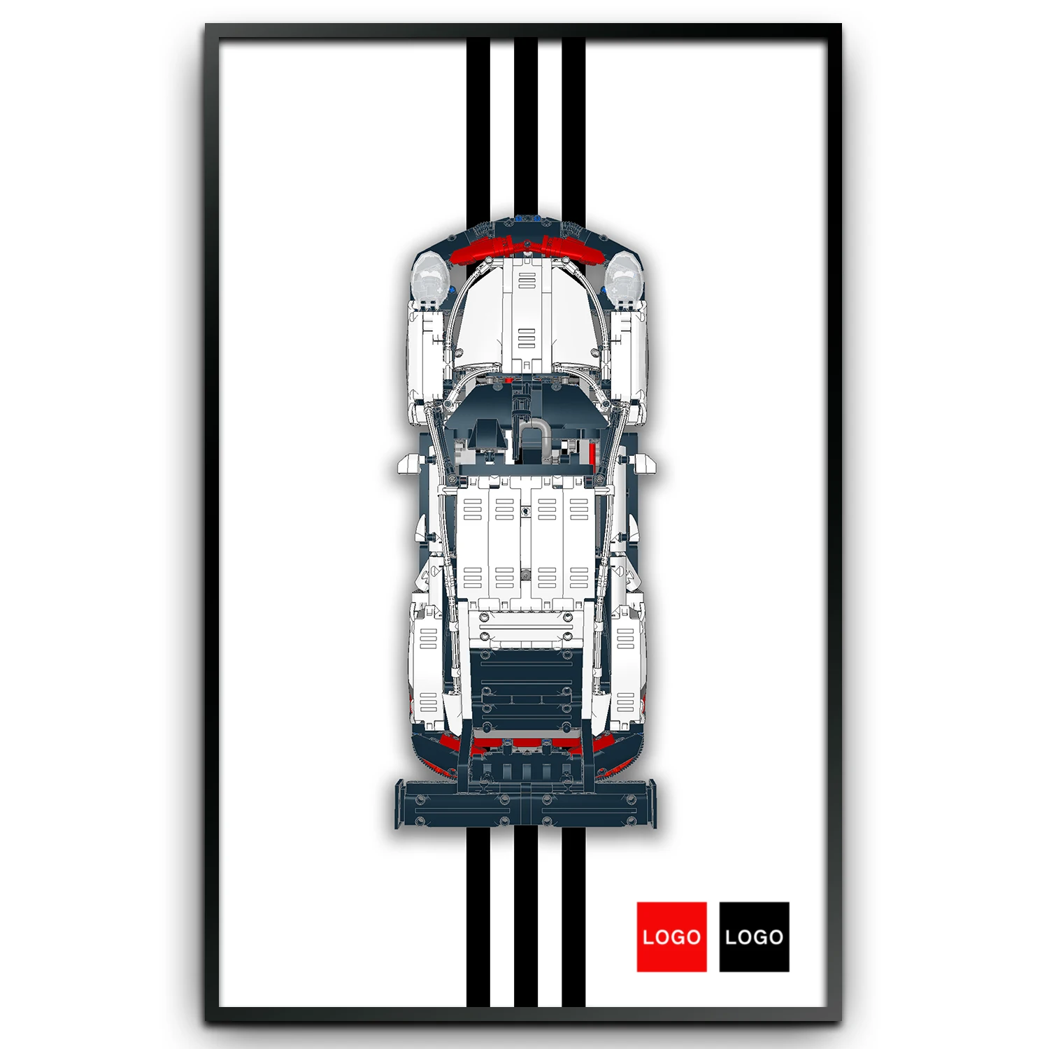 wall mount display for LEGO Technic Porsche 911 RSR-Display Wall only, no model included (42096 wall display)