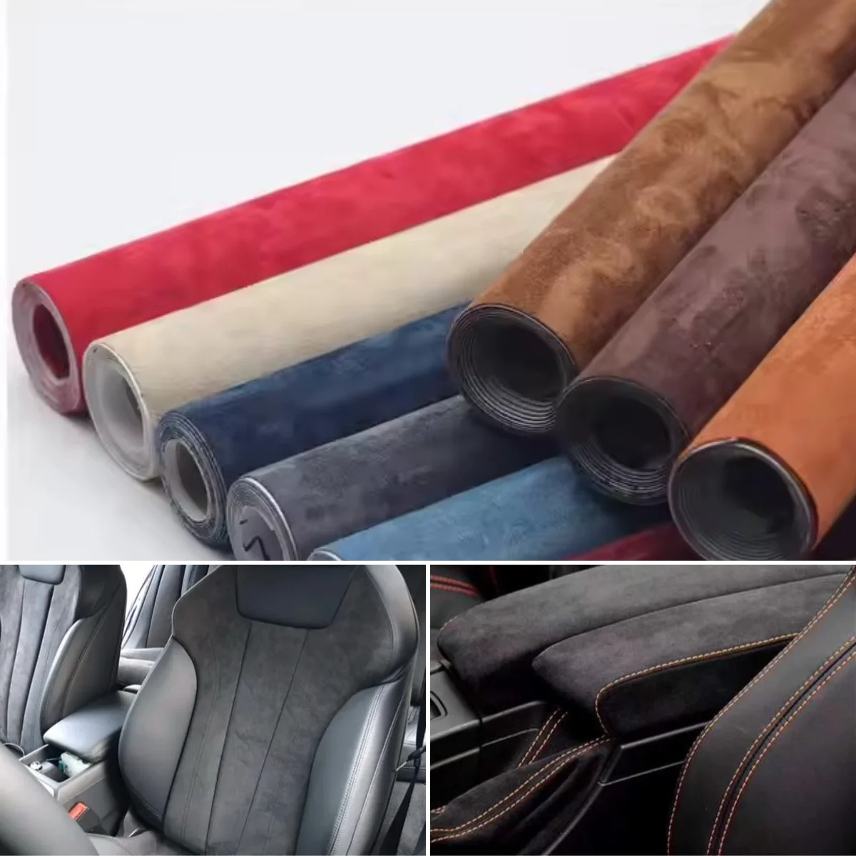 0.8mm Alcantara Wrap Roll Velvet Suede Fabric Faux Upholstery Synthetic Self Adhesive Leather Sticker for Car Interior Repair