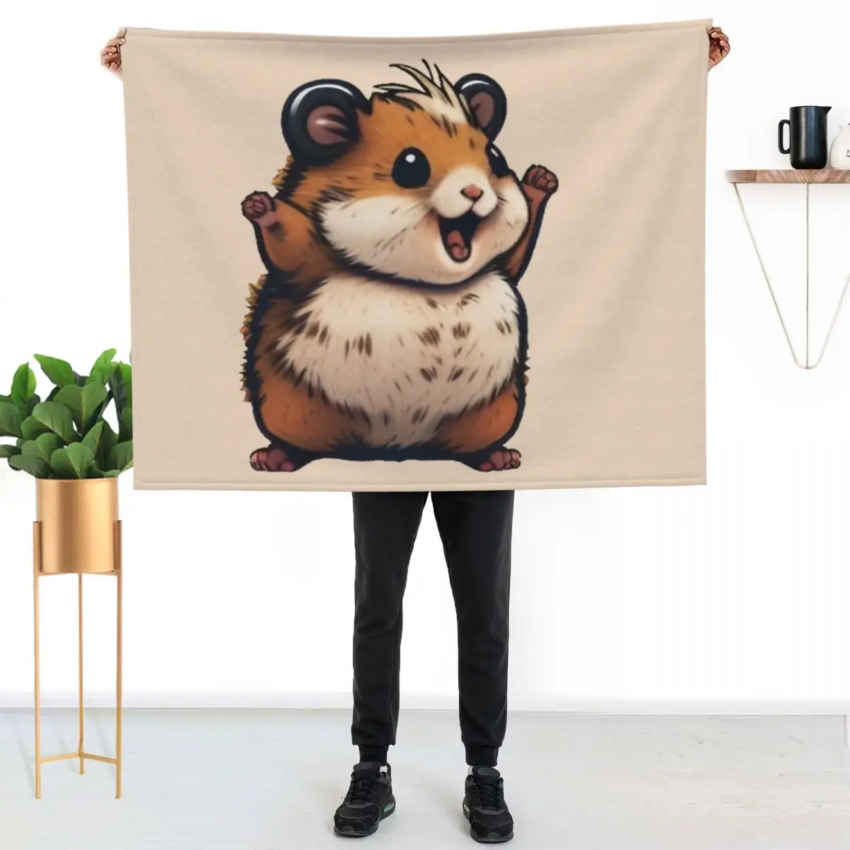 Cute Happy Rust Hamster Throw Blanket Moving Giant Sofa Summer For Decorative Sofa Soft Blankets For Sofas Blankets