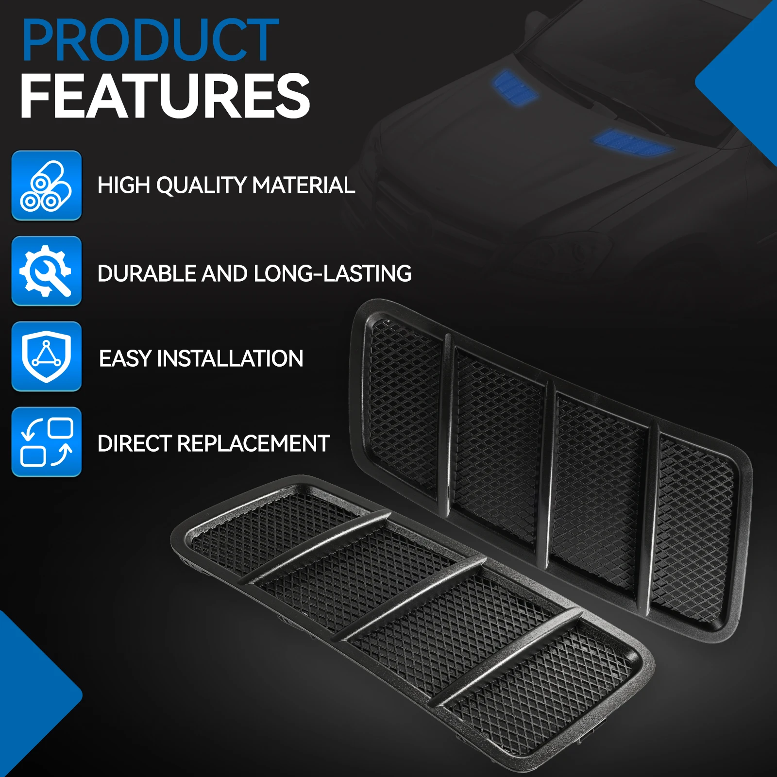 Left&Right Hood Air Vent Grille Fit for Mercedes Benz W166 GL350 GL450 GLS450 ML350 ML400 GLE320 GLE400 A1668800105 A1668800205