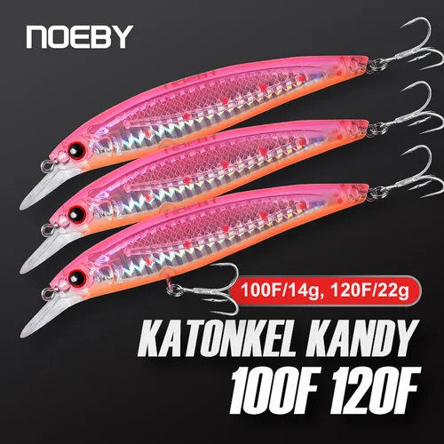 Noeby 3 uds Jerkbait pececillo flotante Señuelos de Pesca 100mm 13,6g 120mm 22g Wobblers de fundición larga cebo Artificial cebos de pesca de mar