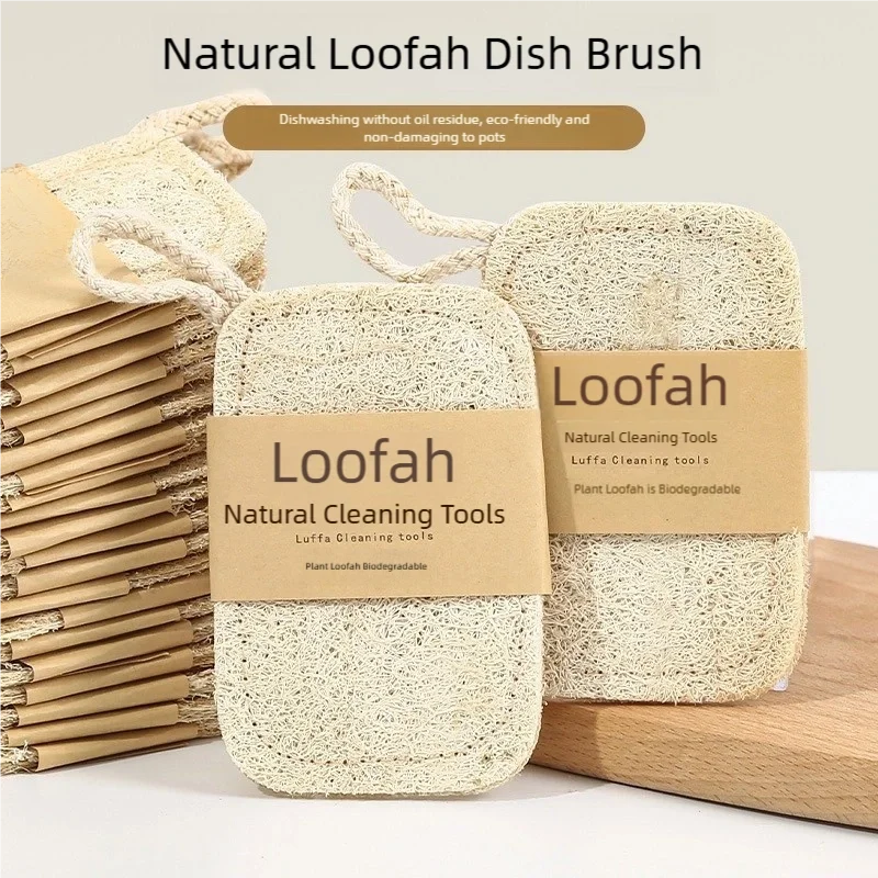 3Pcs Natural Luffa DishTowel Washing Cloth Sponge Loofah Scrub Pad Dish Pot Oil Stain Removing Scrubber Kitchen Clean BrushesPad