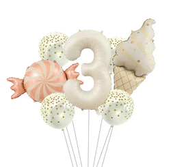 32 Inch Milk White Matte Candy Ice Cream Aluminum Film Digital Balloon Set Happy Birthday Party Decoration Kids Background Decor