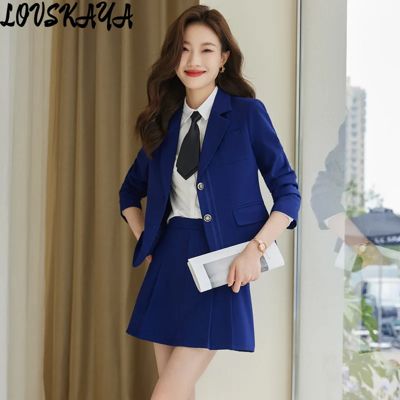 New small and sophisticated college style casual suit set gray small fragrant suit jacket for women in autumn